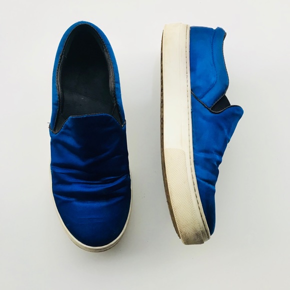 Celine Royal Blue Satin Sneakers - Picture 3 of 7